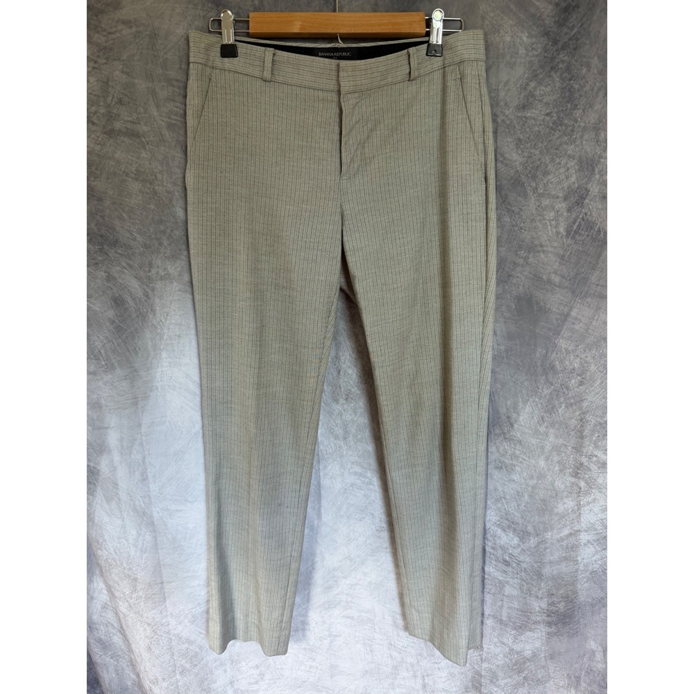 Banana Republic‎ Ryan Slim Straight Pinstripe Dress Pants Gray Clean Girl Size 4